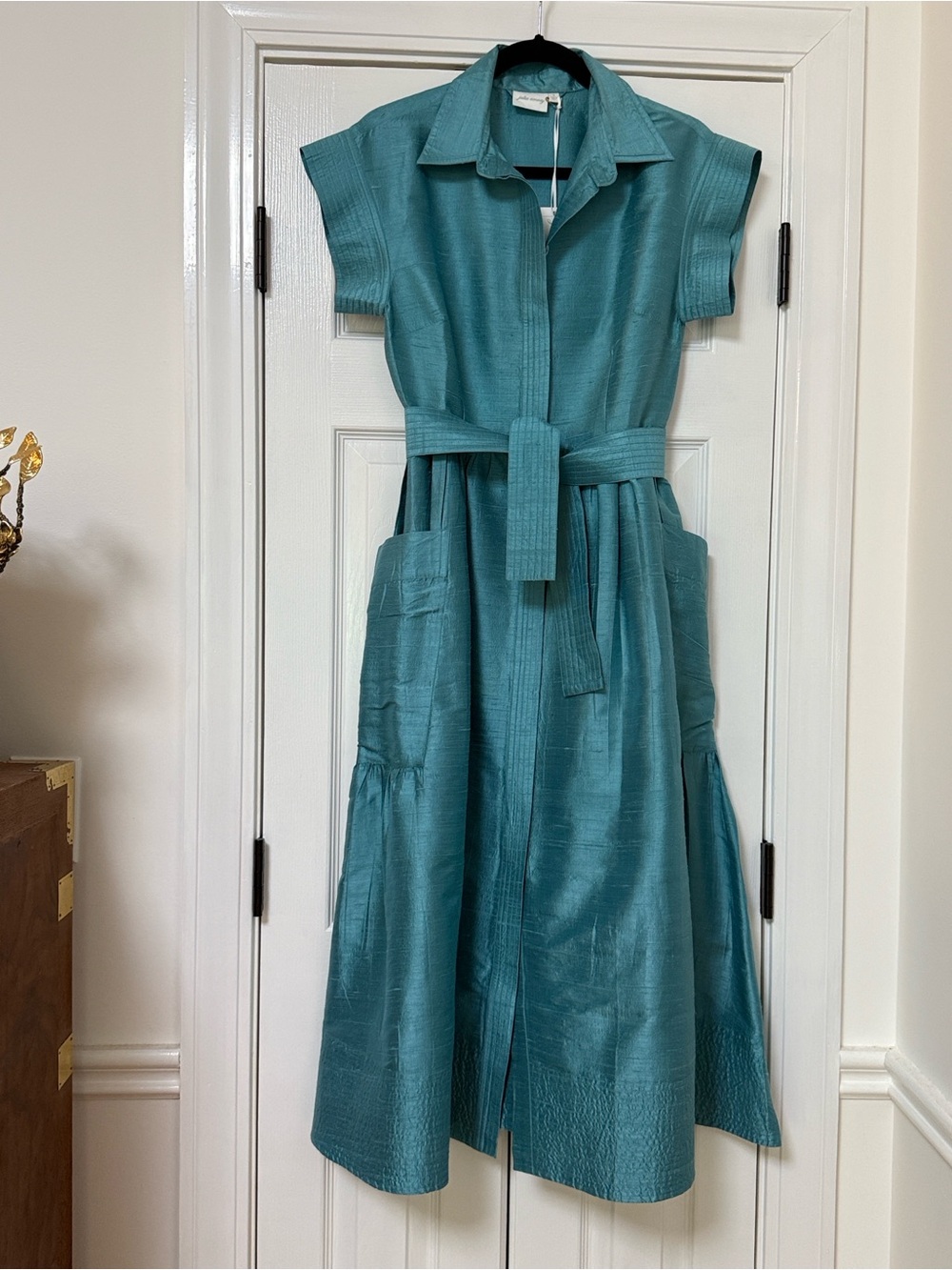 NWT Julia Amory Silk Dupioni Betty Dress in Ocean - Sz. Small - Picture 4 of 11